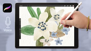 Procreate Watercolor Tutorial: Simple Flower Bouquet screenshot 4