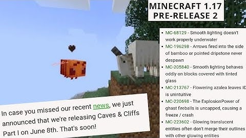 Minecraft net: 1.17 pre-release 2 released! fixed bugs and fixed several crashes!