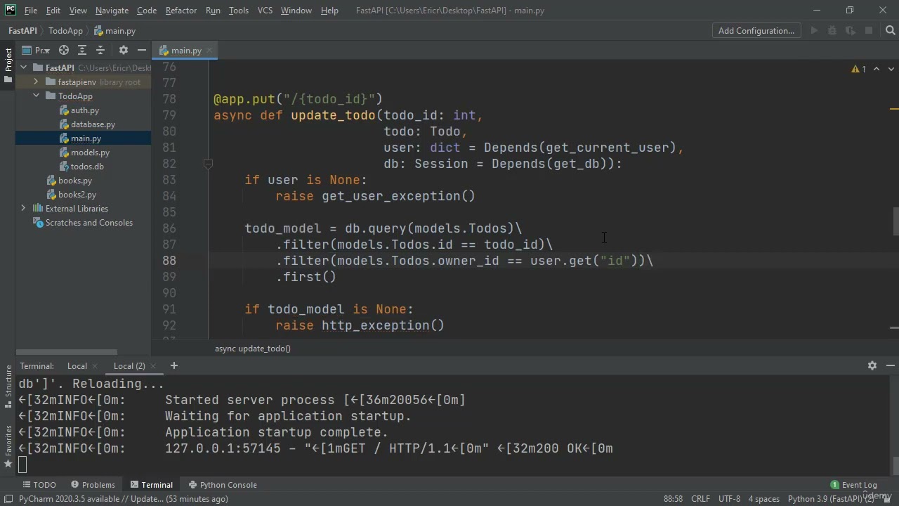 009 FastAPI Project Put Todo User ID