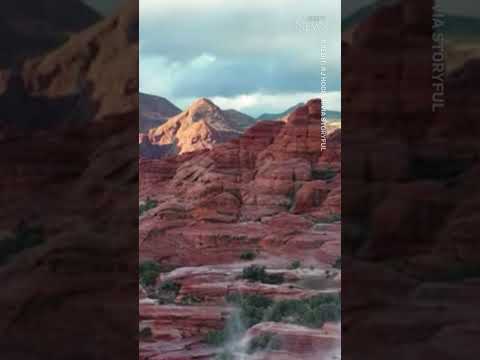 Strong winds create rare reverse waterfall  in Utah #shorts