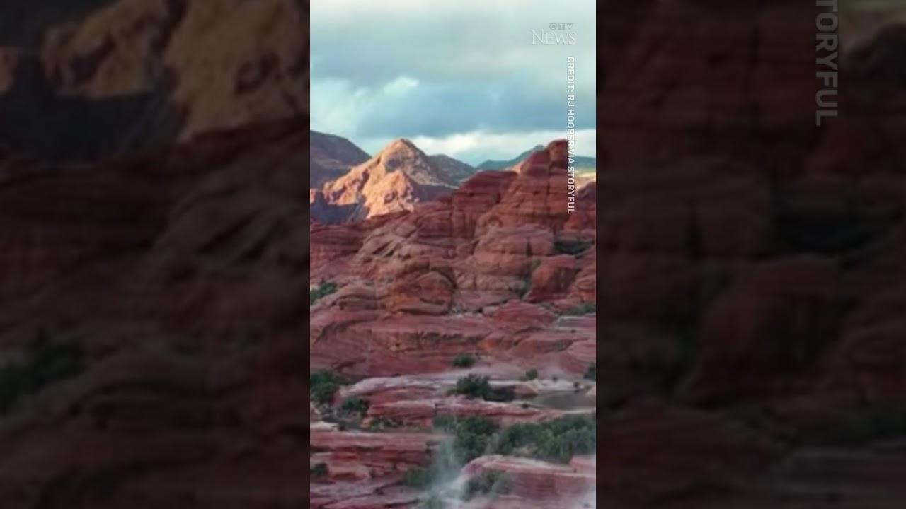 Strong winds create rare reverse waterfall  in Utah 