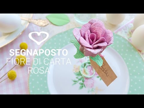 Tutorial: Come realizzare un segnaposto con fiore di carta rosa - La Figurina