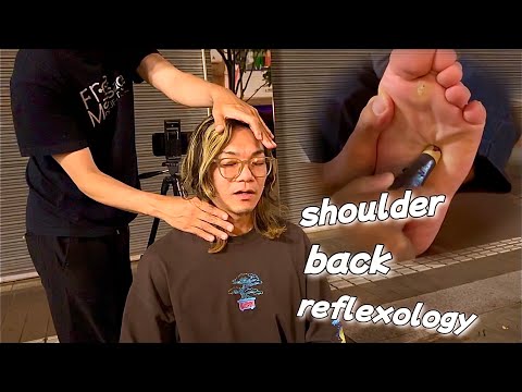 ASMR 疲れたイケメン男性に肩もみと足つぼ！からの腰までマッサージをして全身完璧ですね👍
