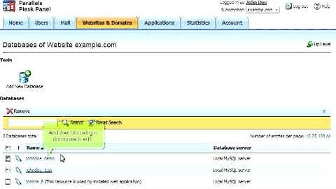 How to manage database with phpMyAdmin in Plesk