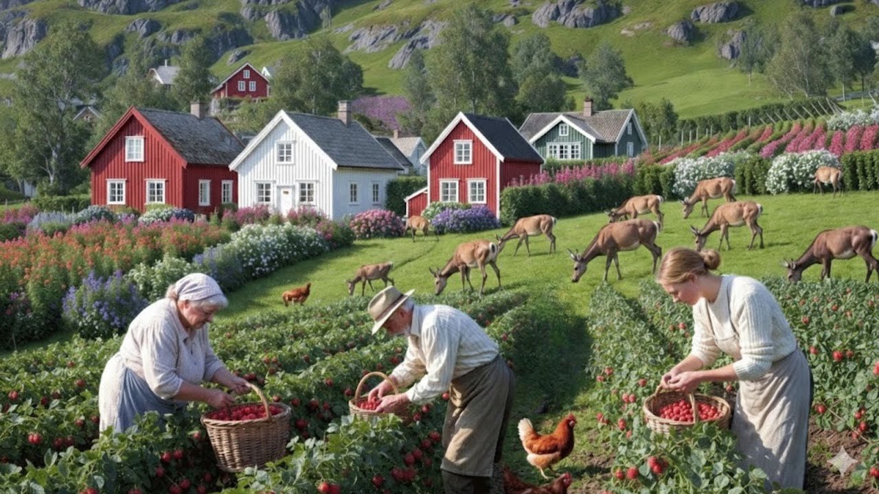 Peaceful Country Life in Norway – Livestock Farming, Harvesting Raspberry, Country Life