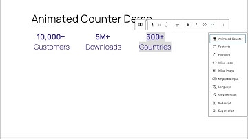 Animated Counter - A WordPress plugin that allows editors to format numbers as animated counters.