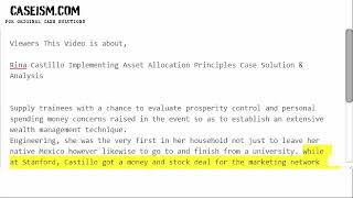 Rina Castillo Implementing Asset Allocation Principles Case Solution & Analysis- Caseism.com