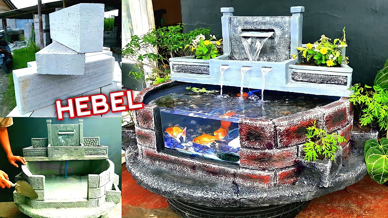 Aquarium Decoration Ideas Waterfall Aquarium Decoration From Cement And Light Brick YouTube
