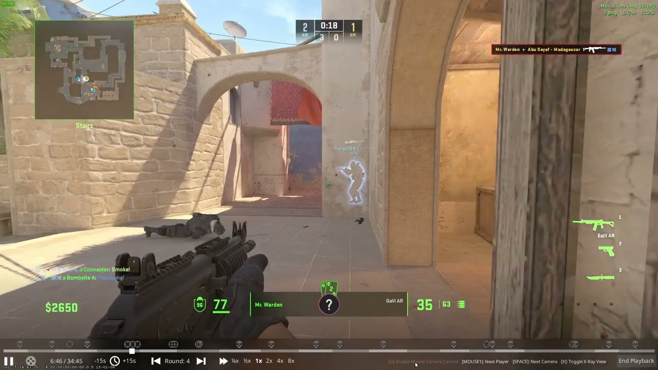 CS2 competitive - Mr. Warden 1v4 almost clutch (1 seconds away)