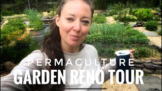 tour my updated permaculture garden / no fence, less paths, more growing space