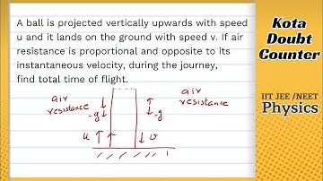 A ball is projected vertically upwards with speed u and it lands on the ground with speed v. If air
