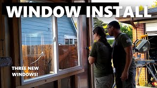 We Cut Giant Holes in our Trailer! | Window Install in Our DIY Cargo Trailer Conversion | EP2