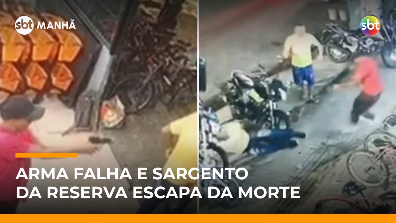 Flagra: Arma de criminoso falha e PM escapa de tentativa de homicídio | 