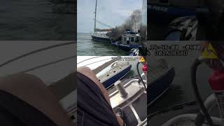 Person rescued from burning sailboat in Norwalk