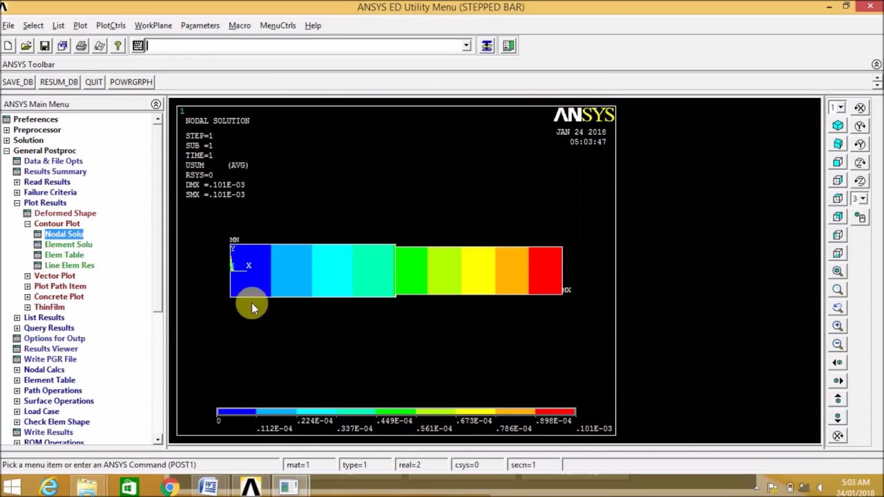 ANSYS APDL TUTORIAL - 03 - Stress analysis of tapered bar - YouTube