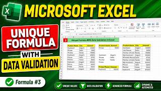 Unique Formula And Data Validation in Excel | Excel Unique Function | Data Validation use in Excel