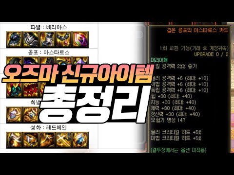 【던파】 스증 마부 <strong>카드</strong> 실화냐? 5부위 <strong>융합</strong> 실화냐??? &#39;오즈마 레이드 신규 아이템 총정리&#39;