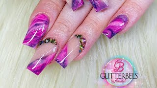 Beautiful marble acrylic nail design #glitterbels #marblenails #acrylicnails