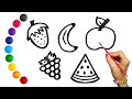 Como desenhar frutas para crianas  desenho de pintar 