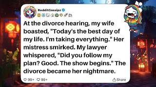 At the divorce hearing, my wife boasted, Today's the best day of my life. I'm taking everything.