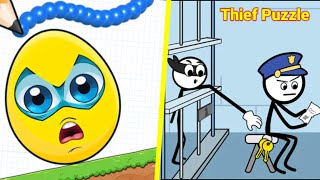 ♥️Draw to smash (save the bees) 🆚 run now (Thief puzzle) Gameplay Mobile Android, ios screenshot 3