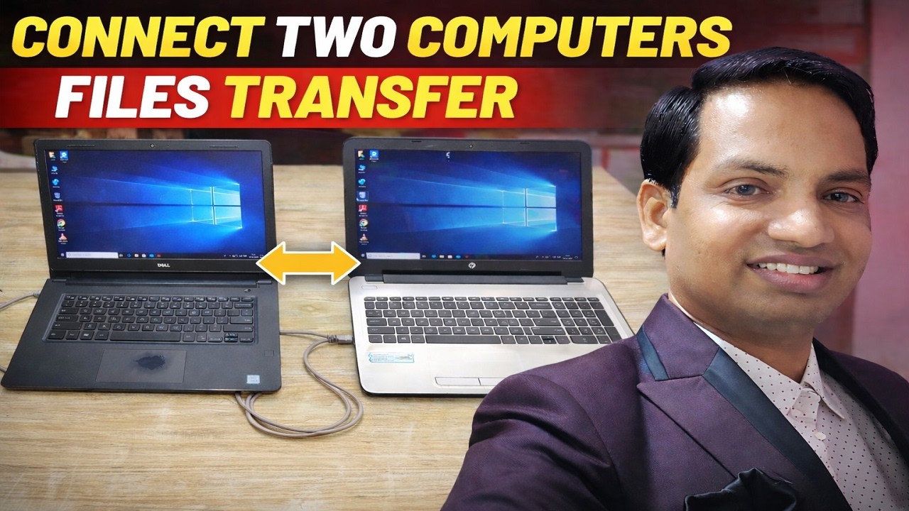 How to Connect Two Computers and Share Files Using Lan Cable || 2 PC ...