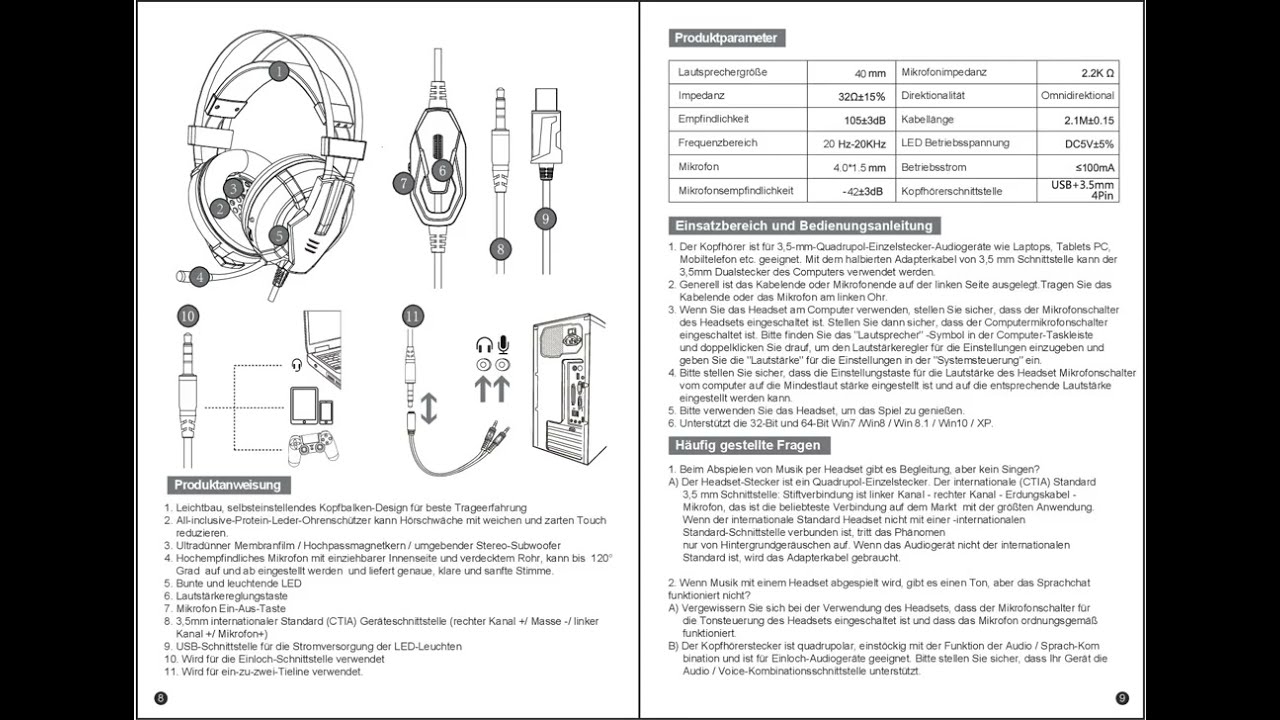 EKSA E800 Gaming Headset English User Manual