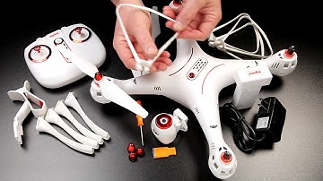 Syma X8SW Unboxing Transmitter Functions ready to fly Review Part 1