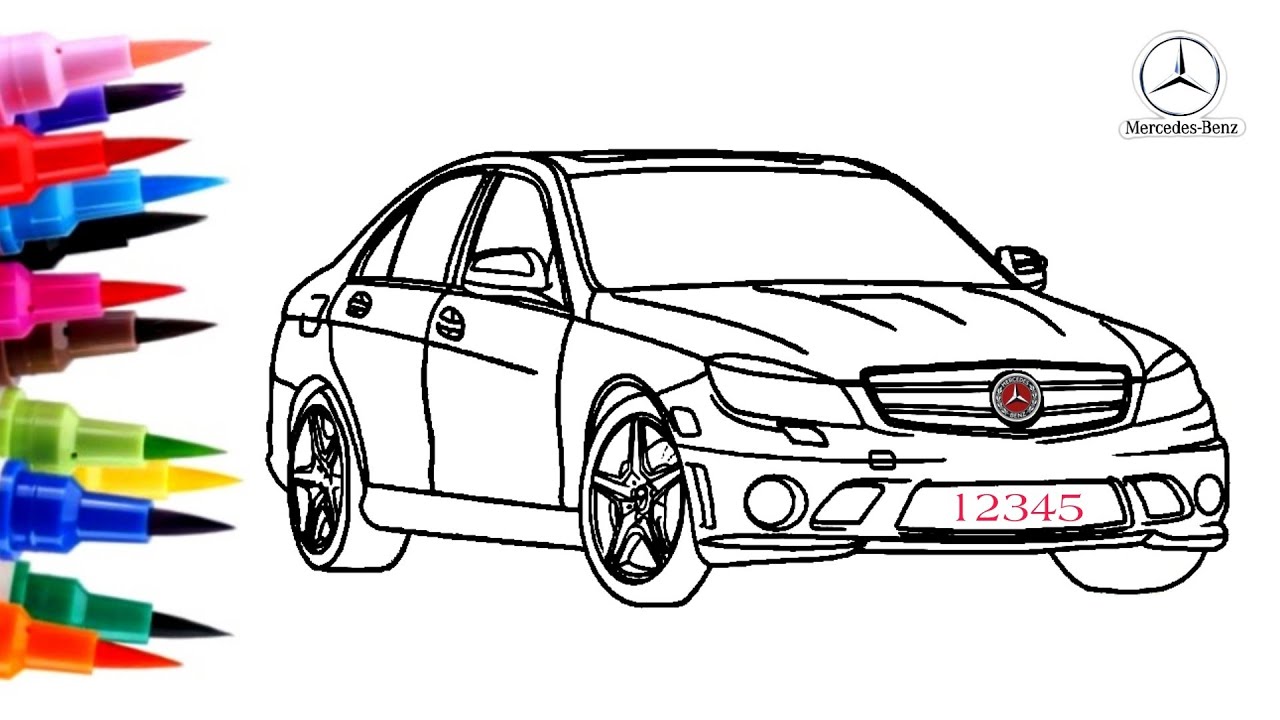 How to draw a Mercedes car step by step - Simple Drawing Ideas