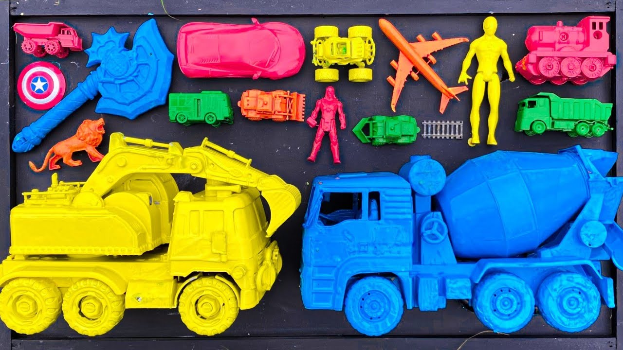 Membersihkan mobil mobilan, mobil balap, truk molen, pesawat terbang, mobil monster