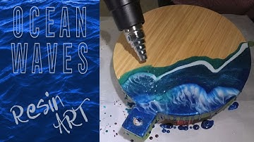 Ocean Waves - Resin Art on a Serving Tray / Cheese Board