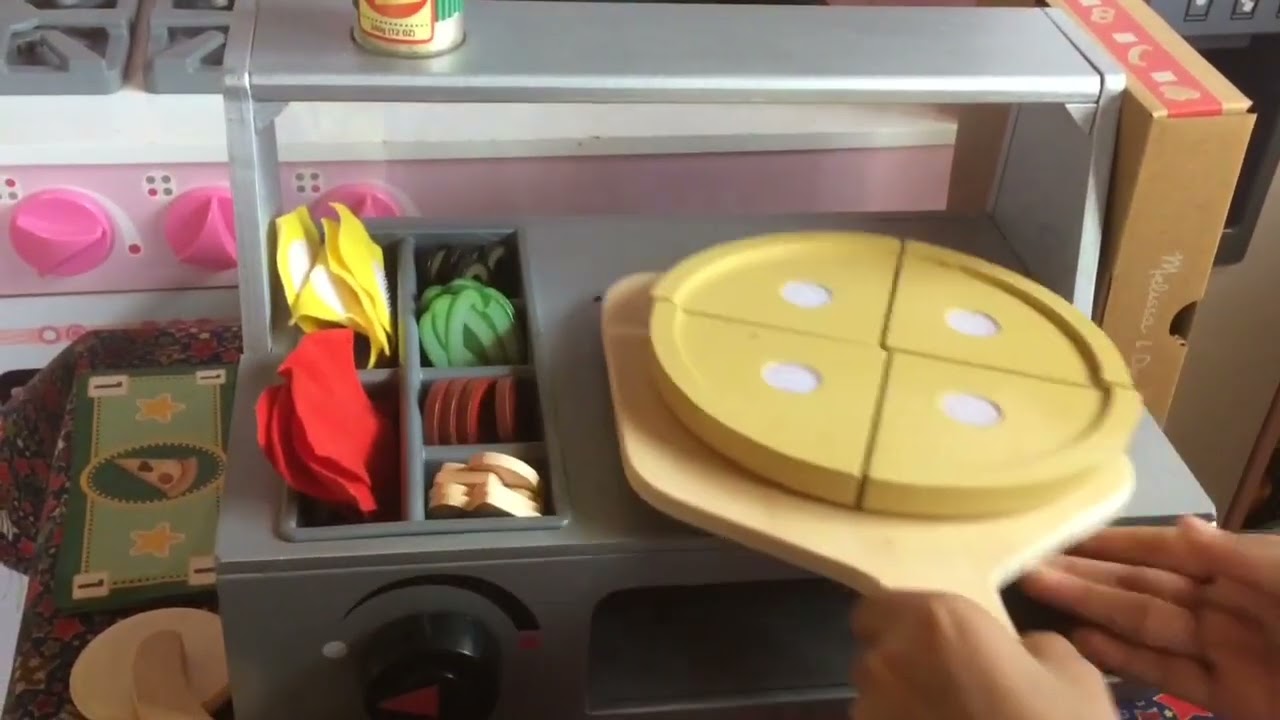 Top & Bake Pizza Counter Wooden Play Food ASMR Melissa and Doug YouTube