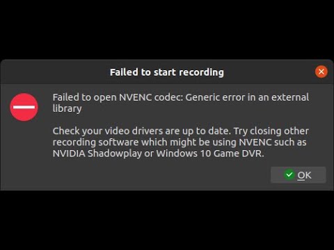 Obs Studio Nvenc Codec Error Fix Finally Youtube