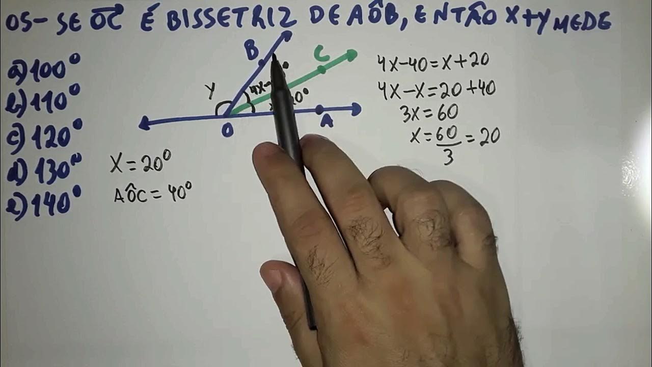 O ângulo AÔB mede 120°. A semirreta OF é a bissetriz de AÔB, calcule x e  y.​ 
