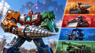 MEGA KING — 4-Machine Construction Combining Robot vs Giant Iron Colossus | Transforming Robot