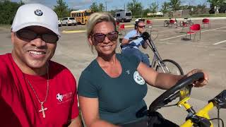 Carl Ducena and Tina Chandler-Ducena bike riding 6 miles w/ Jeff Lawler.