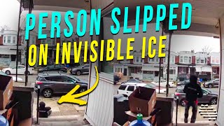 Person Slipped on Invisible Ice While Going Down the Steps on the Way to Work