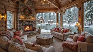 Quiet Winter Cabin in The Forest ❄️ Snowy River, Crackling Fire & Calm Ambience for Sleep, Working 🔥 screenshot 5
