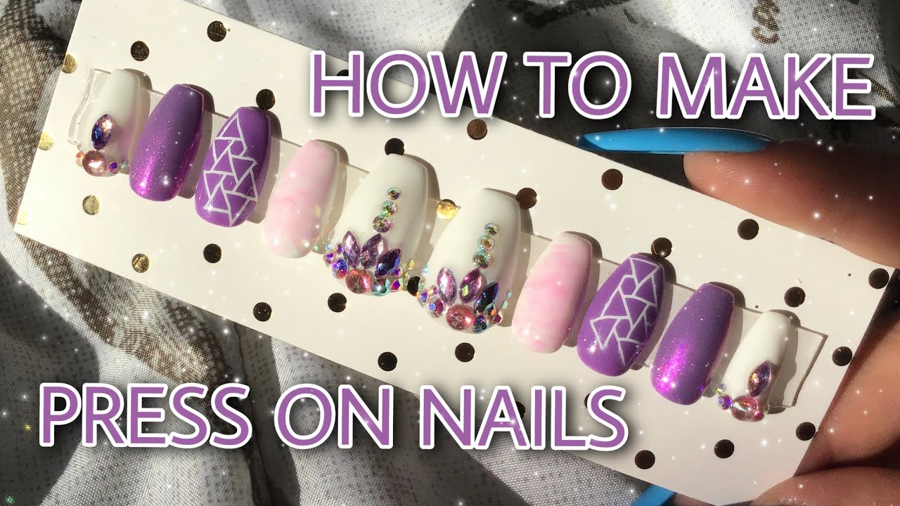 PURPLE AND WHITE PRESS ON NAILS | HOW TO MAKE PRESS ON NAILS - YouTube