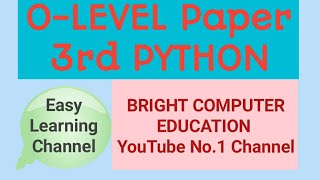 O-Level Paper 3rd Programming Language Python Topic- Tuple