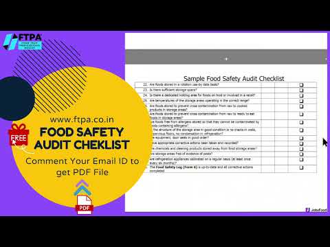Free Food Safety Checklist of Internal Auditor