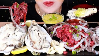 ASMR   칼퇴후 산낙지, 육회, 대왕굴~♡ Raw Octopus, Raw Beef, Oyster MUKBANG