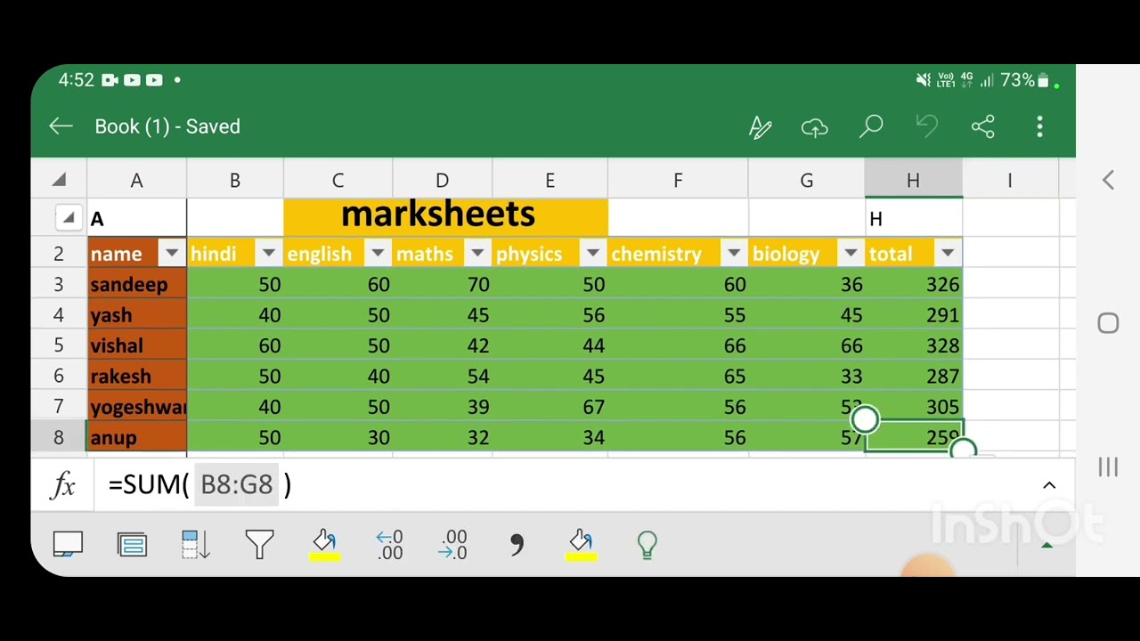 Marksheet Making # marksheet make in excel - YouTube