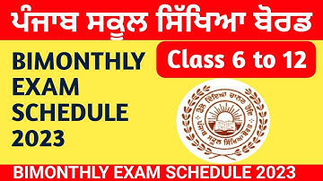 Pseb board Bimonthly Exam schedule 2023-24 pseb news