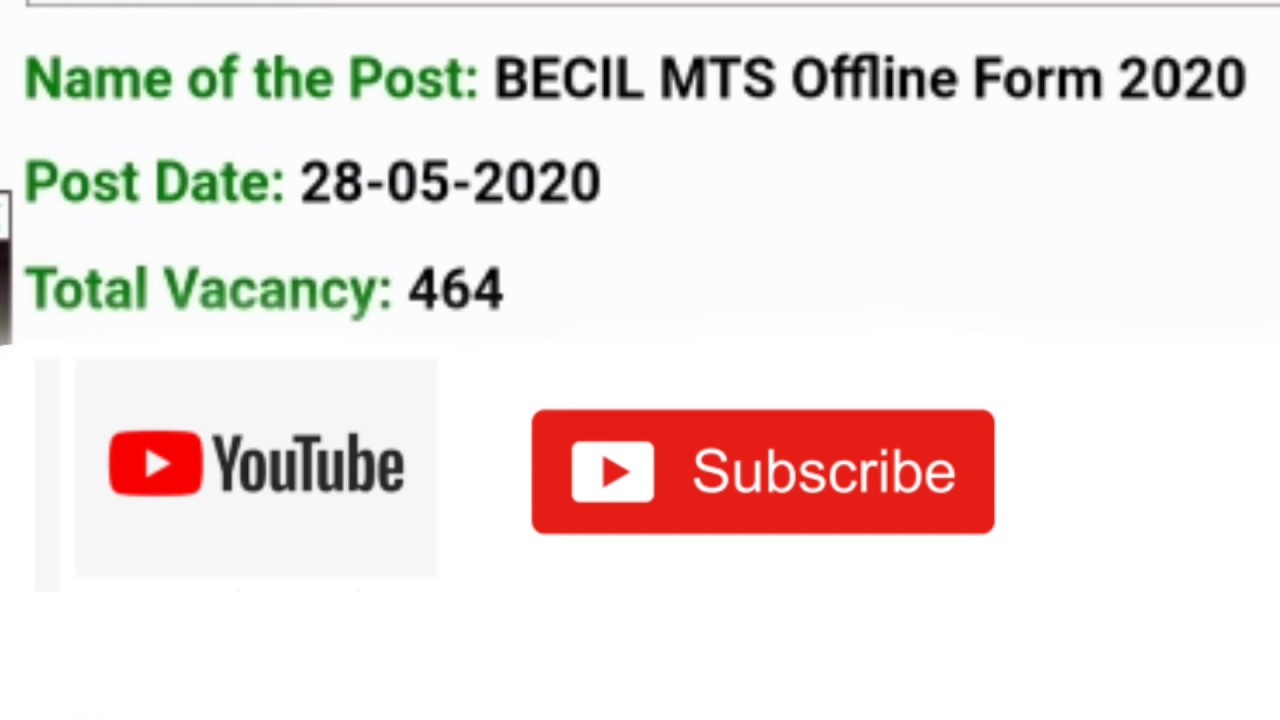 BECIL MTS OFFLINE FORM 2020 | LATEST JOB'S