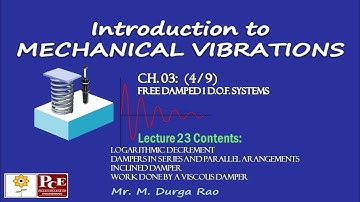 Mechanical Vibrations: Ch-3 Free Damped 1 d.o.f vibration systems (4/9)