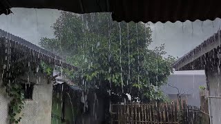 Download Lagu Heavy Rain, Wind \u0026 Thunderstorms Pouring My Village, Suitable for Sleeping and Meditation - Indorain MP3