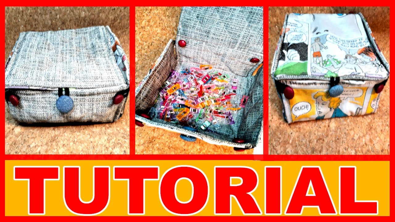 Come realizzare  cestino porta oggetti lavoro di stoffa double face lavabile  ripiegabile Fai da te