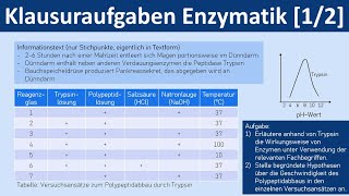 Enzyme Enzymatik - Klausuraufaben 1 Von 2 - Biologie Oberstufe