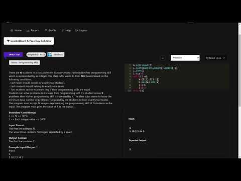 SKILLRACK | DAILY TEST | 05/09/2023 | TEAMS - PROGRAMMING SKILL | PROGRAM ID 9457 | PYTHON  ||#dt
